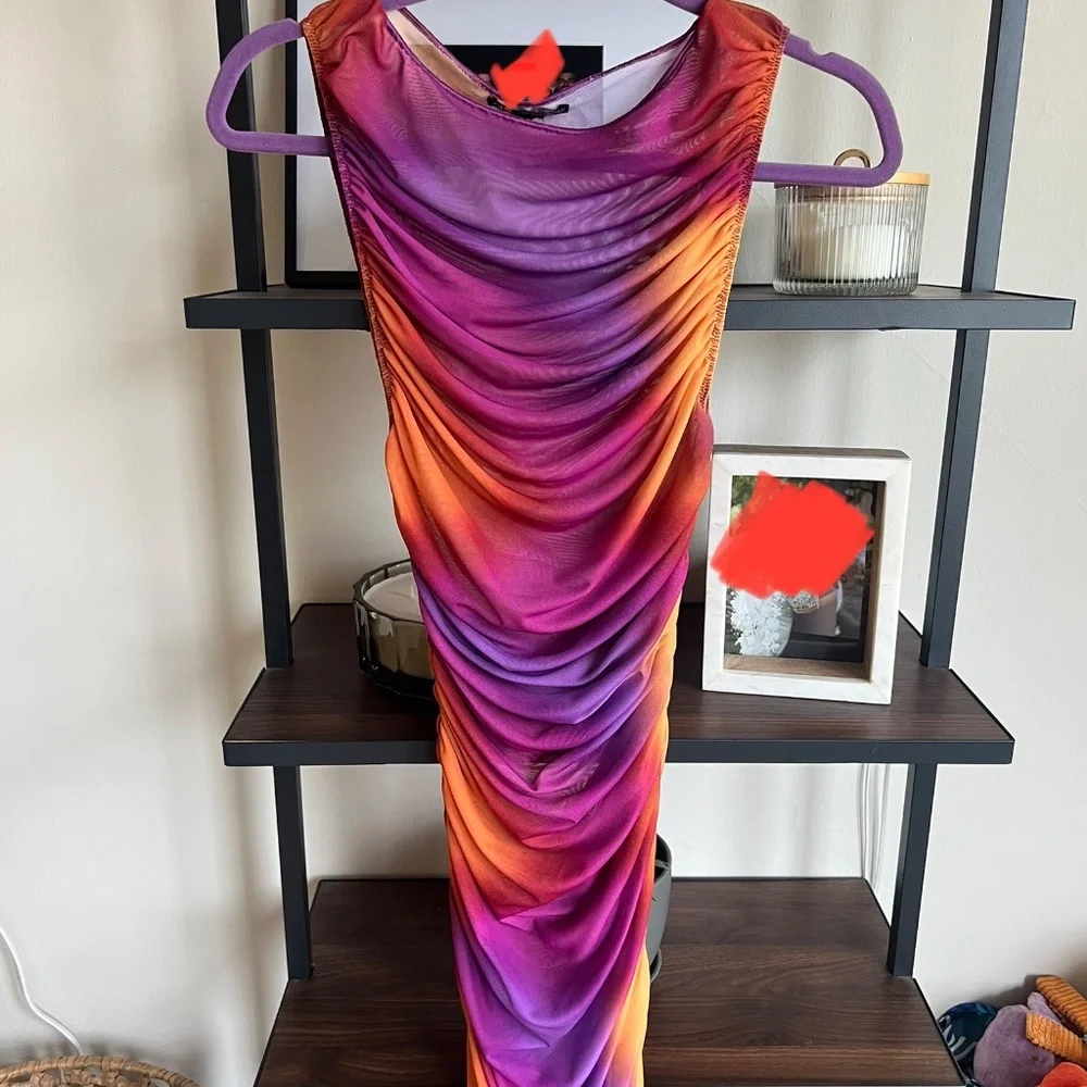 Zara Multicolor Ruched Dress - Picture 2 of 2